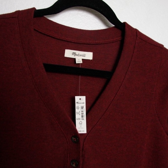 NWT Madewell Long Sleeve Henley Midi Dress Small Heather Rusted Red - Picture 4 of 9